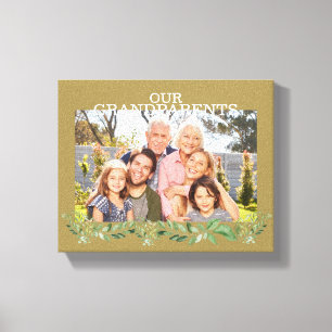 Foto van onze grootouders met GrandChildren Foliag Canvas Afdruk
