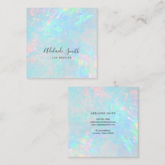 foto van opal minerale steen vierkante visitekaartje (Voorkant / Achterkant)