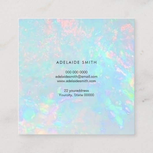 foto van opal minerale steen vierkante visitekaartje (Achterkant)