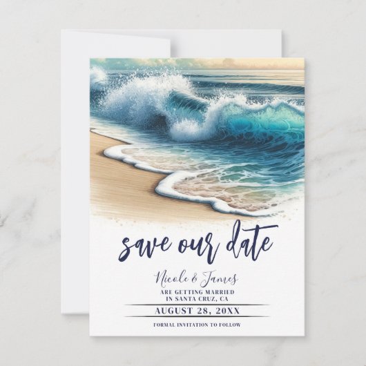 Foto van opsplashende oceaangolven voor kustom sav kaart (Voorkant)