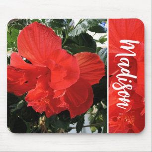 Foto van Oranje Dubbele Hibiscus Aangepaste Naam Muismat