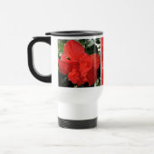 Foto van Oranje Dubbele Hibiscus Aangepaste Naam Reisbeker (Links)