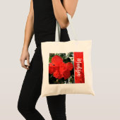 Foto van Oranje Dubbele Hibiscus Aangepaste Naam Tote Bag (Voorkant (product))
