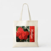 Foto van Oranje Dubbele Hibiscus Aangepaste Naam Tote Bag (Achterkant)