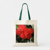Foto van Oranje dubbelhibiscus flower Bijbelverse Tote Bag (Achterkant)