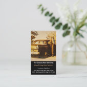  foto van oud gesmolten man en auto visitekaartje (Staand voorkant)