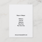  foto van oud gesmolten man en auto visitekaartje (Achterkant)