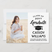 Foto van ouders Eenvoudige zwarte en witte afstude Aankondiging (Voorkant)