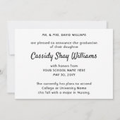 Foto van ouders Eenvoudige zwarte en witte afstude Aankondiging (Achterkant)