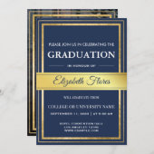 Foto van ouders Navy Goud en Witte Afstuderen  Aankondiging (Voorkant / Achterkant)