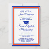 Foto van ouders Oranje en blauw Afstuderen Aankondiging (Voorkant)