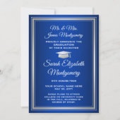 Foto van ouders Royal Blue en Witte Afstuderen Aankondiging (Voorkant)
