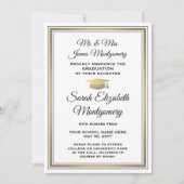 Foto van ouders White Black & Gold Afstuderen Aankondiging (Voorkant)