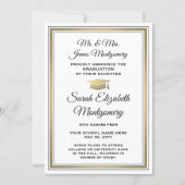 Foto van ouders White Black & Gold Afstuderen Aankondiging (Voorkant)