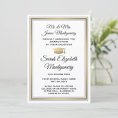 Foto van ouders White Black & Gold Afstuderen Aankondiging (Staand voorkant)