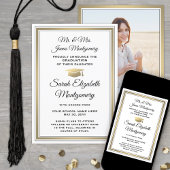 Foto van ouders White Black & Gold Afstuderen Aankondiging