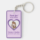 Foto van Paar in Hart Huwelijksgunst Paarse Sleutelhanger (achterkant)