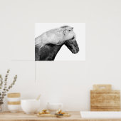 Foto van paardenpesteren, zwart en wit poster (Keuken)