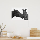 Foto van paardenpesteren, zwart en wit poster (Keuken)