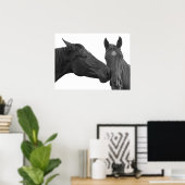 Foto van paardenpesteren, zwart en wit poster (Thuiskantoor)