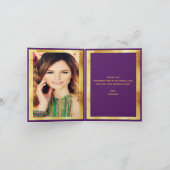 Foto van paars gouden confetti bedankkaart (Binnen)