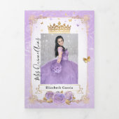 Foto van Paars Licht en Gold Quinceanera Drieluik Uitnodiging (Cover)