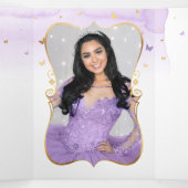 Foto van Paars Licht en Gold Quinceanera Drieluik Uitnodiging (Binnenkant midden)
