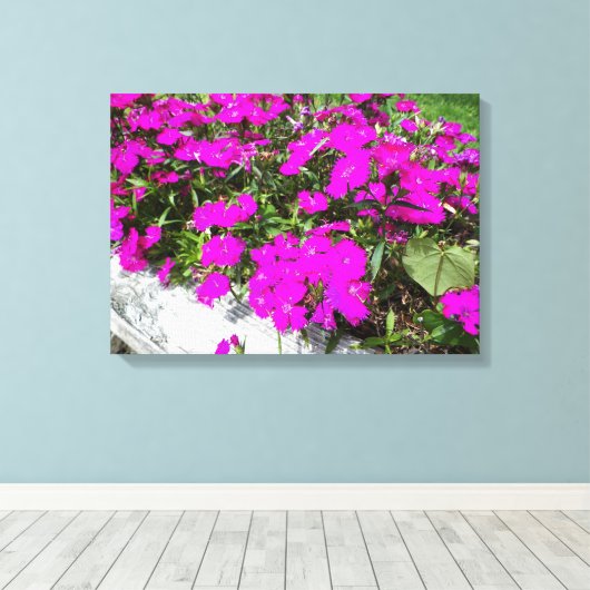 Foto van paarse bloemen canvas afdruk (Insitu (Houten vloer))