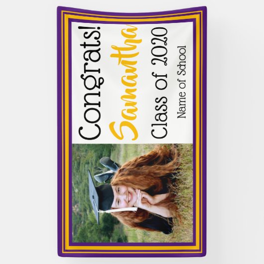 Foto van Paarse en goudscholen Spandoek (Verticaal)