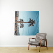 Foto van palmbomen 's morgens met een lichte focus wandkleed (In Situ (horizontaal))