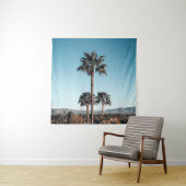 Foto van palmbomen 's morgens met een lichte focus wandkleed (In situ)