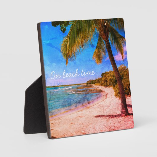  foto van palmboom Hawaii-strand op strand Fotoplaat (Voorkant)