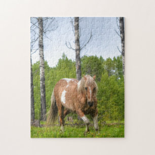 Foto van Palomino Stallion Horse en Trees Legpuzzel