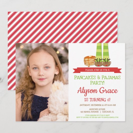 Foto van Pancakes and Pajamas Birthday Party Kaart (Voorkant / Achterkant)