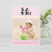 Foto van Panda Birthday - Roze Kaart (Staand voorkant)