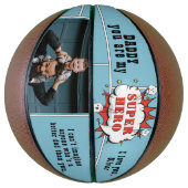 Foto van papa superheld comic spraakballon basketbal (Verticaal)