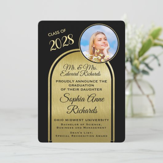 Foto van Parents Black Afstuderen Aankondiging (Staand voorkant)