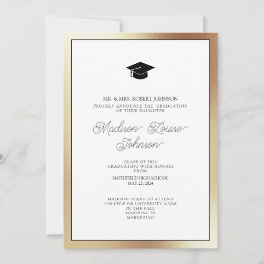 Foto van Parents Black & Gold Afstuderen Kaart (Voorkant)
