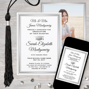 Foto van Parents Black, White & Grey Afstuderen Aankondiging