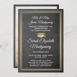 Foto van Parents Chalkboard en Gold Afstuderen Aankondiging