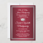 Foto van Parents Elegant Rood & Wit Afstuderen Aankondiging (Voorkant)