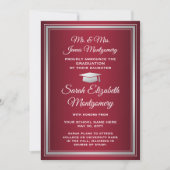 Foto van Parents Elegant Rood & Wit Afstuderen Aankondiging (Voorkant)