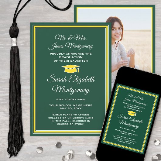 Foto van Parents Green & Gold Formal Afstuderen Aankondiging