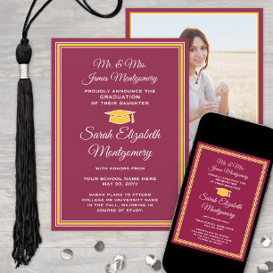 Foto van Parents Maroon & Gold Formal Afstuderen Aankondiging