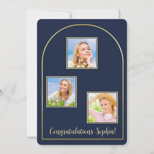 Foto van Parents Navy Afstuderen Aankondiging (Achterkant)