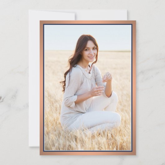 Foto van Parents Navy Copper & White Afstuderen Aankondiging (Achterkant)