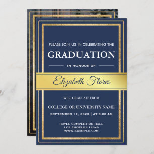 Foto van Parents Navy Gold en White Afstuderen Aankondiging