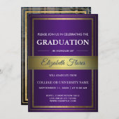 Foto van Parents Paars Gold & White Afstuderen Aankondiging (Voorkant / Achterkant)