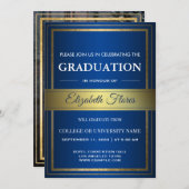 Foto van Parents Royal Blue en Gold Afstuderen Aankondiging (Voorkant / Achterkant)