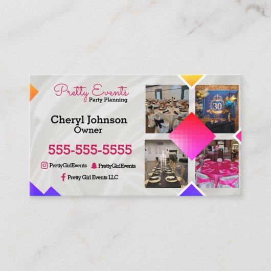 Foto van partijplanner visitekaartje (Voorkant)